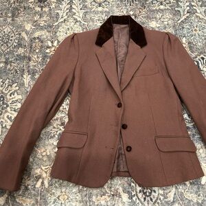 Chaus Chocolate Brown Blazer with Velvet Accents
